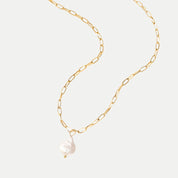 Hanalei Pearl Coin Paperclip Necklace