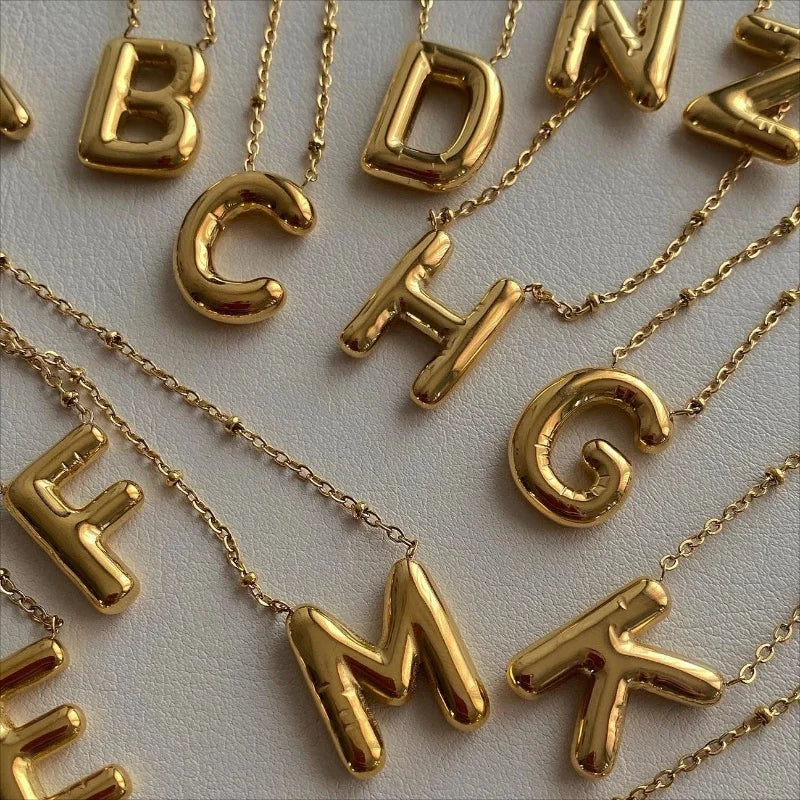Bubble Letter Initial Necklace (Custom)