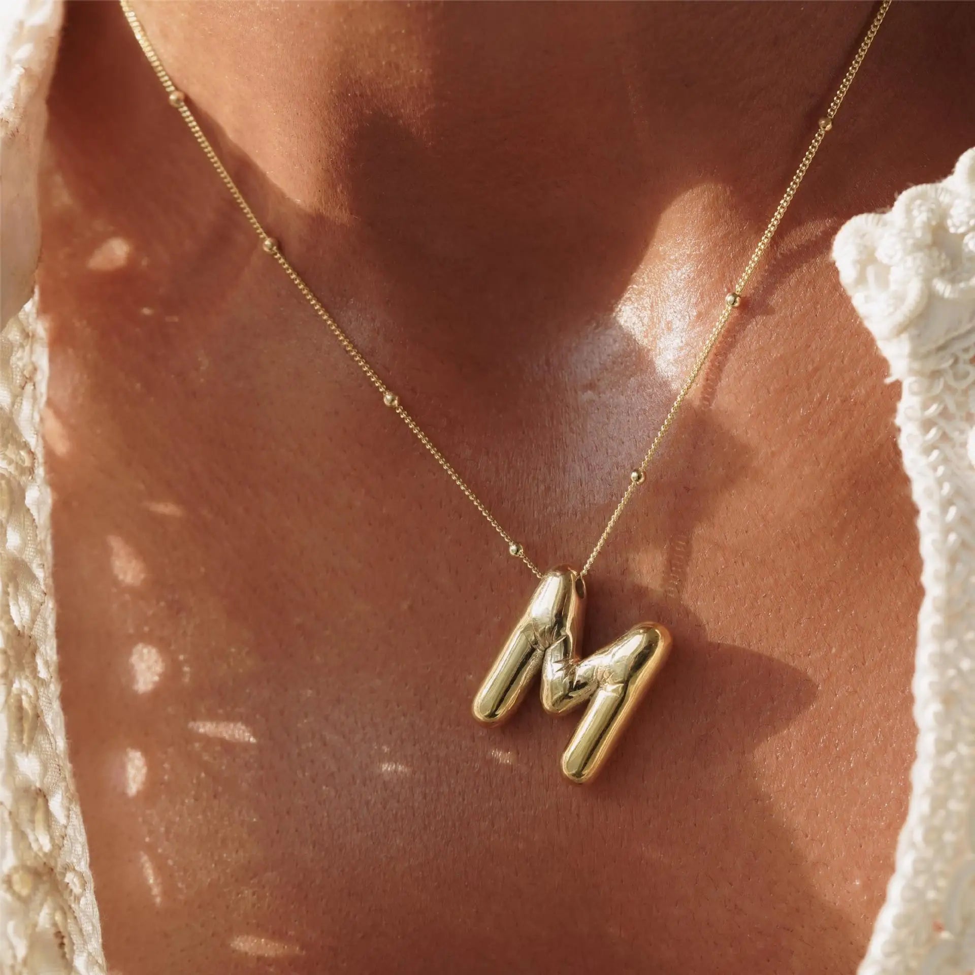 Bubble Letter Initial Necklace (Custom)