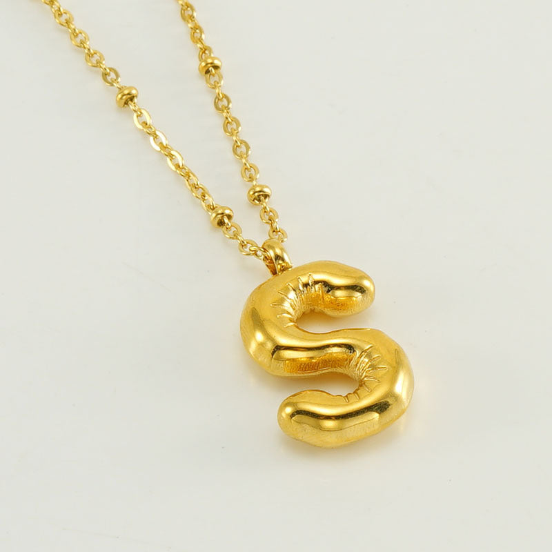 Bubble Letter Initial Necklace (Custom)