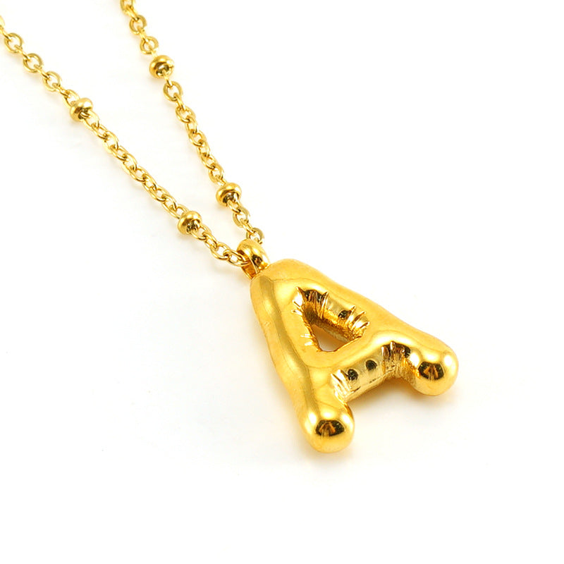 Bubble Letter Initial Necklace (Custom)