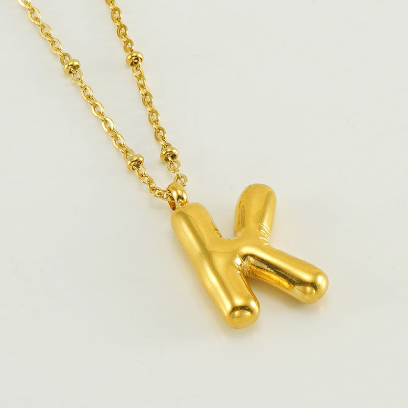 Bubble Letter Initial Necklace (Custom)