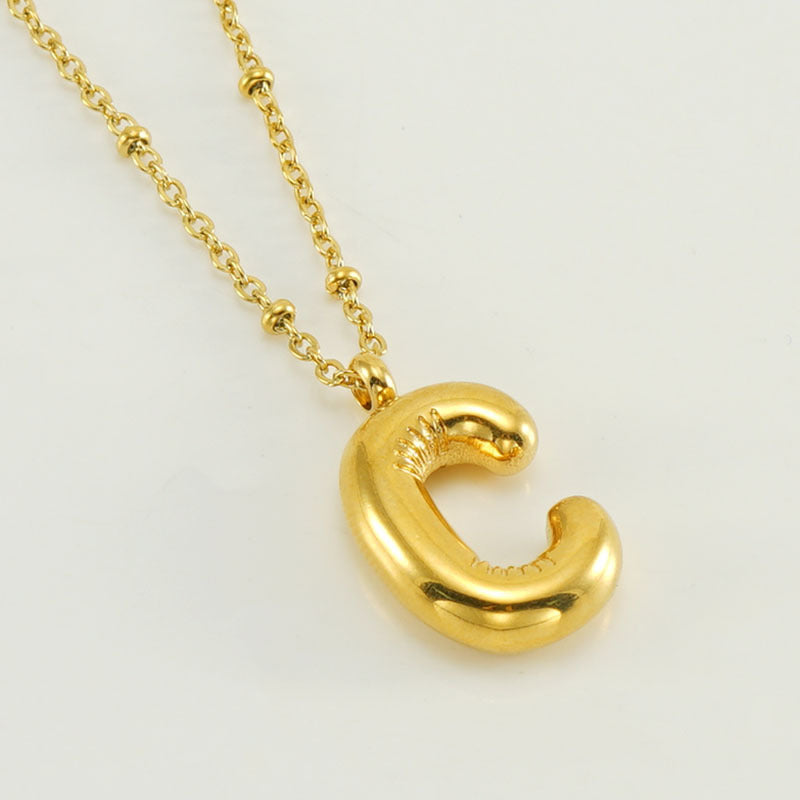 Bubble Letter Initial Necklace (Custom)