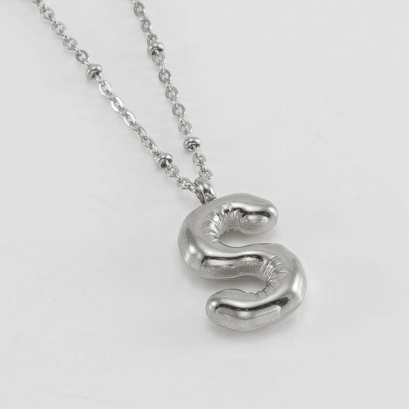 Bubble Letter Initial Necklace (Custom)