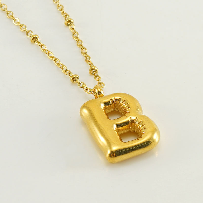 Bubble Letter Initial Necklace (Custom)