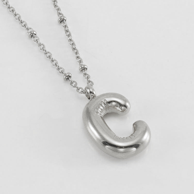 Bubble Letter Initial Necklace (Custom)