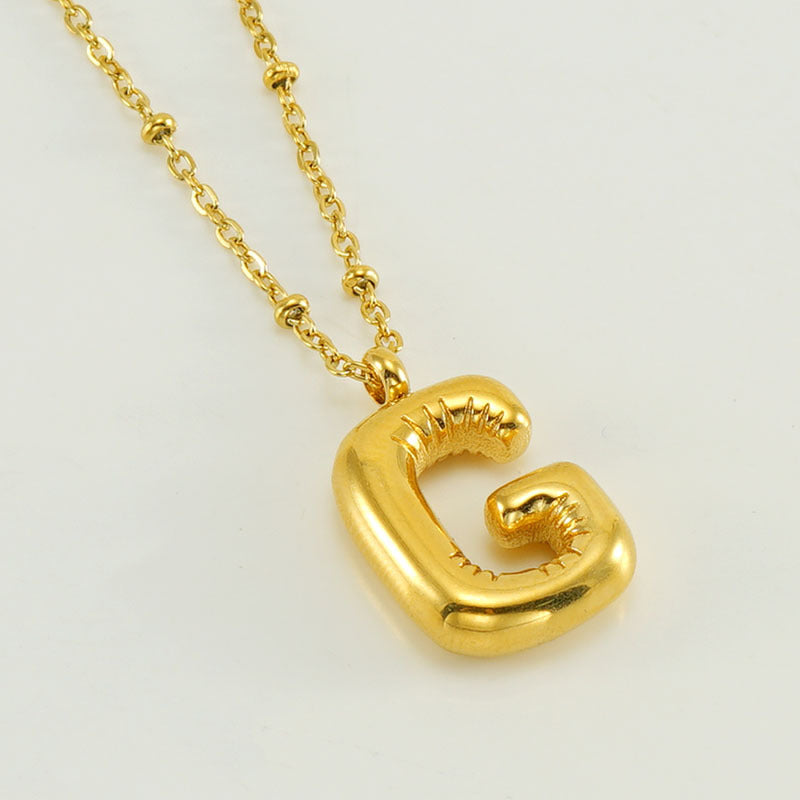 Bubble Letter Initial Necklace (Custom)