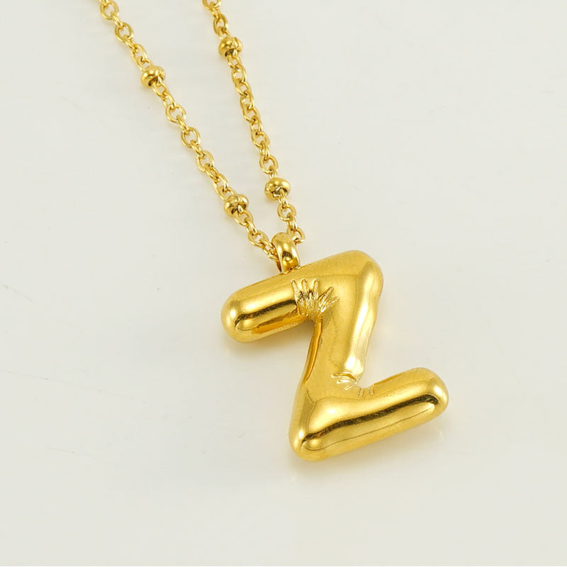 Bubble Letter Initial Necklace (Custom)