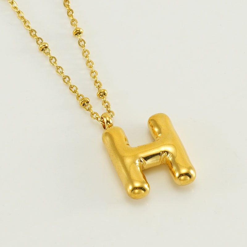 Bubble Letter Initial Necklace (Custom)