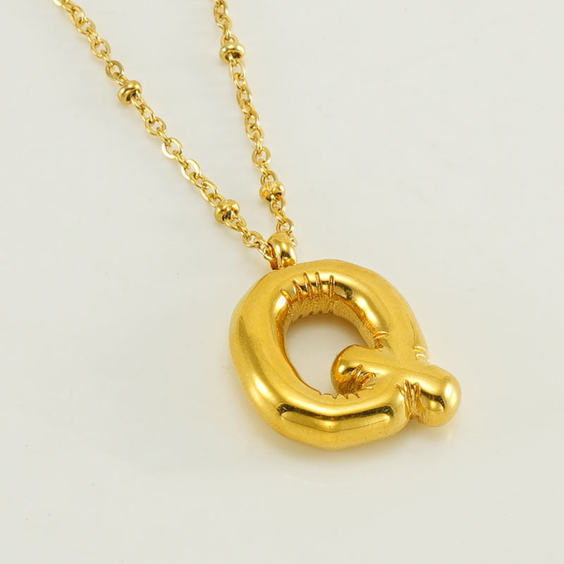 Bubble Letter Initial Necklace (Custom)