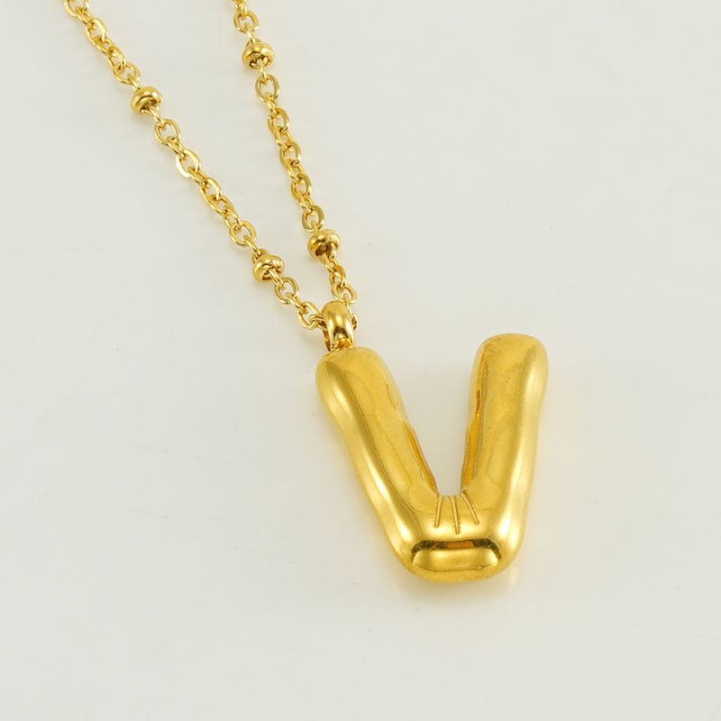 Bubble Letter Initial Necklace (Custom)