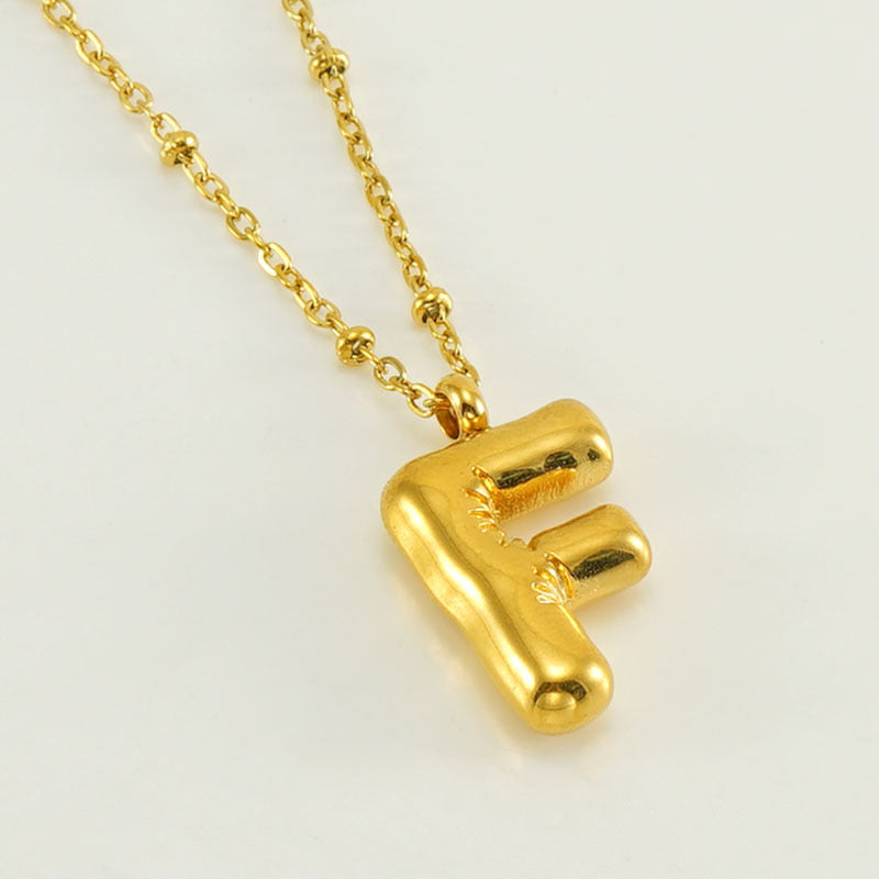 Bubble Letter Initial Necklace (Custom)