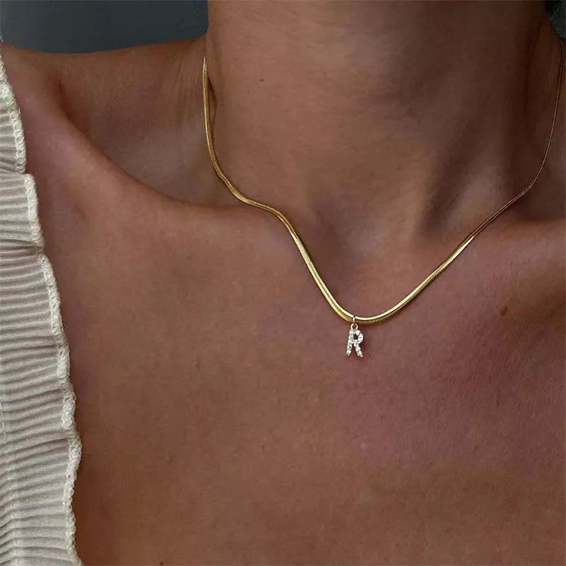 Melly® Diamond Initial Herringbone Necklace (Custom)