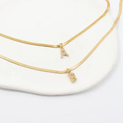 Melly® Diamond Initial Herringbone Necklace (Custom)