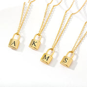 Ellie® Initial Love Lock 18k Gold Necklace (Custom)