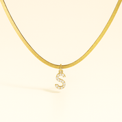 Melly® Diamond Initial Herringbone Necklace