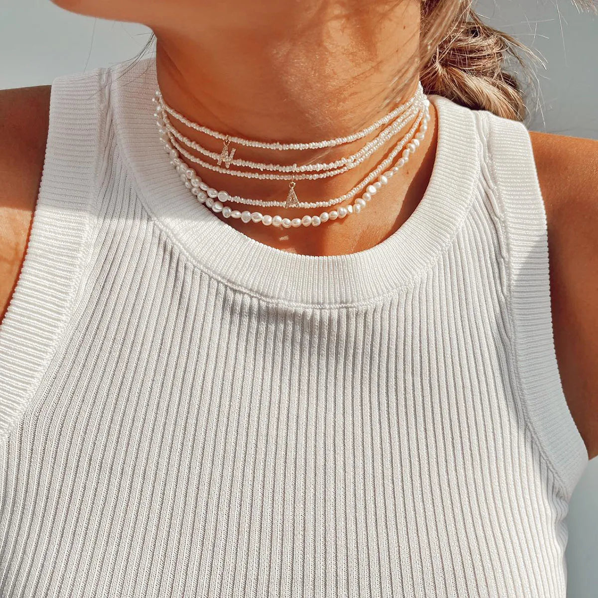 Shelly® Crystal Pearl Initial Choker (Custom)