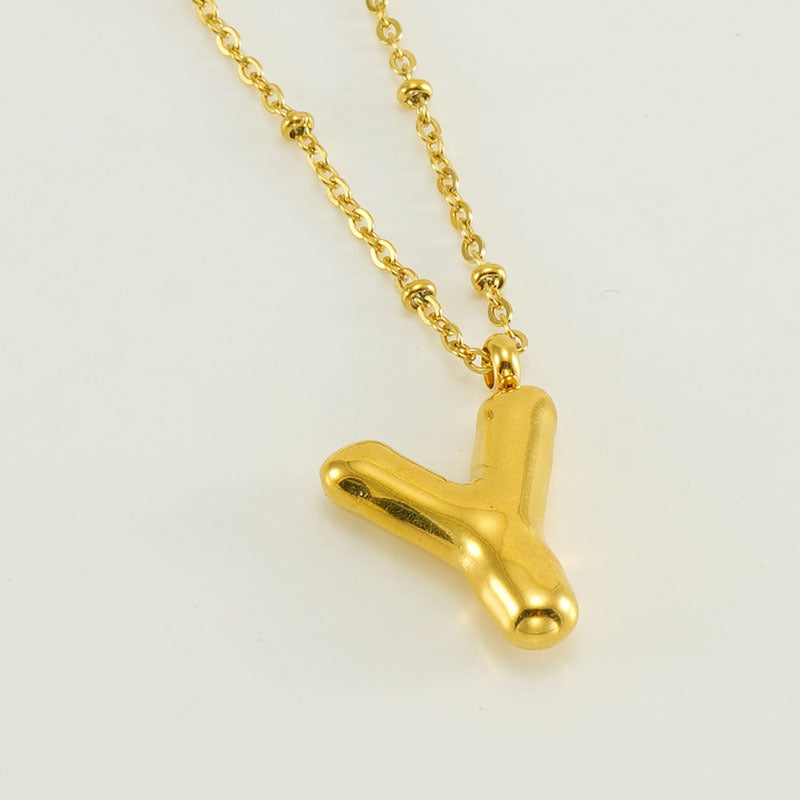 Bubble Letter Initial Necklace (Custom)