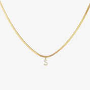 Melly® Diamond Initial Herringbone Necklace (Custom)